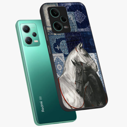 Midnight Stallion Blues Glass Case displayed in angled mockup highlighting powerful stallion illustration with deep midnight tones.