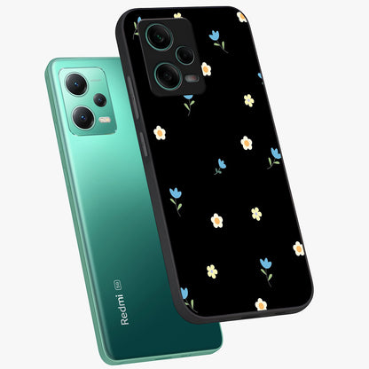 Minimal Petal Whispers Glass Case displayed in angled mockup highlighting delicate petal design with clean minimal aesthetic.