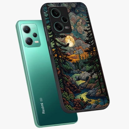 Moonlight Forest Dream Glass Case displayed in angled mockup highlighting dreamy forest design with glowing moon aesthetic.