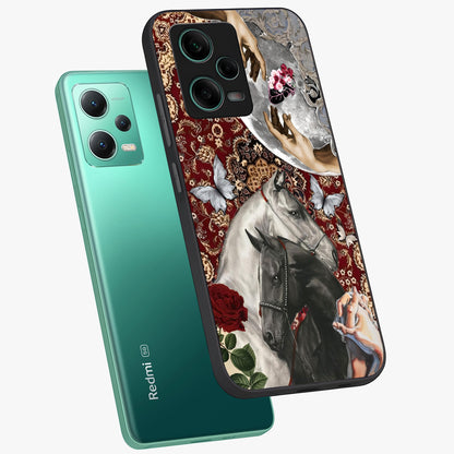 Moonlit Royal Stallion Glass Case displayed in angled mockup highlighting powerful stallion illustration with royal night aesthetic.
