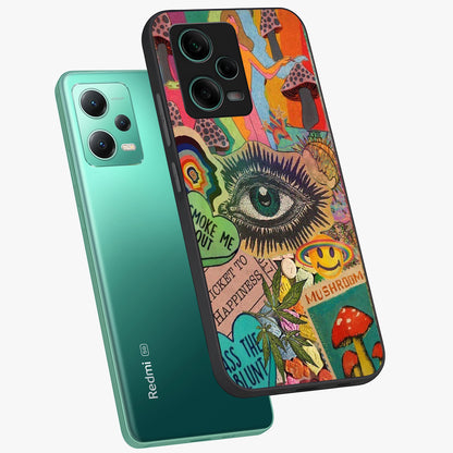 Mystic Eye Wonderland Glass Case displayed in angled mockup highlighting magical eye illustration with dreamy aesthetic.