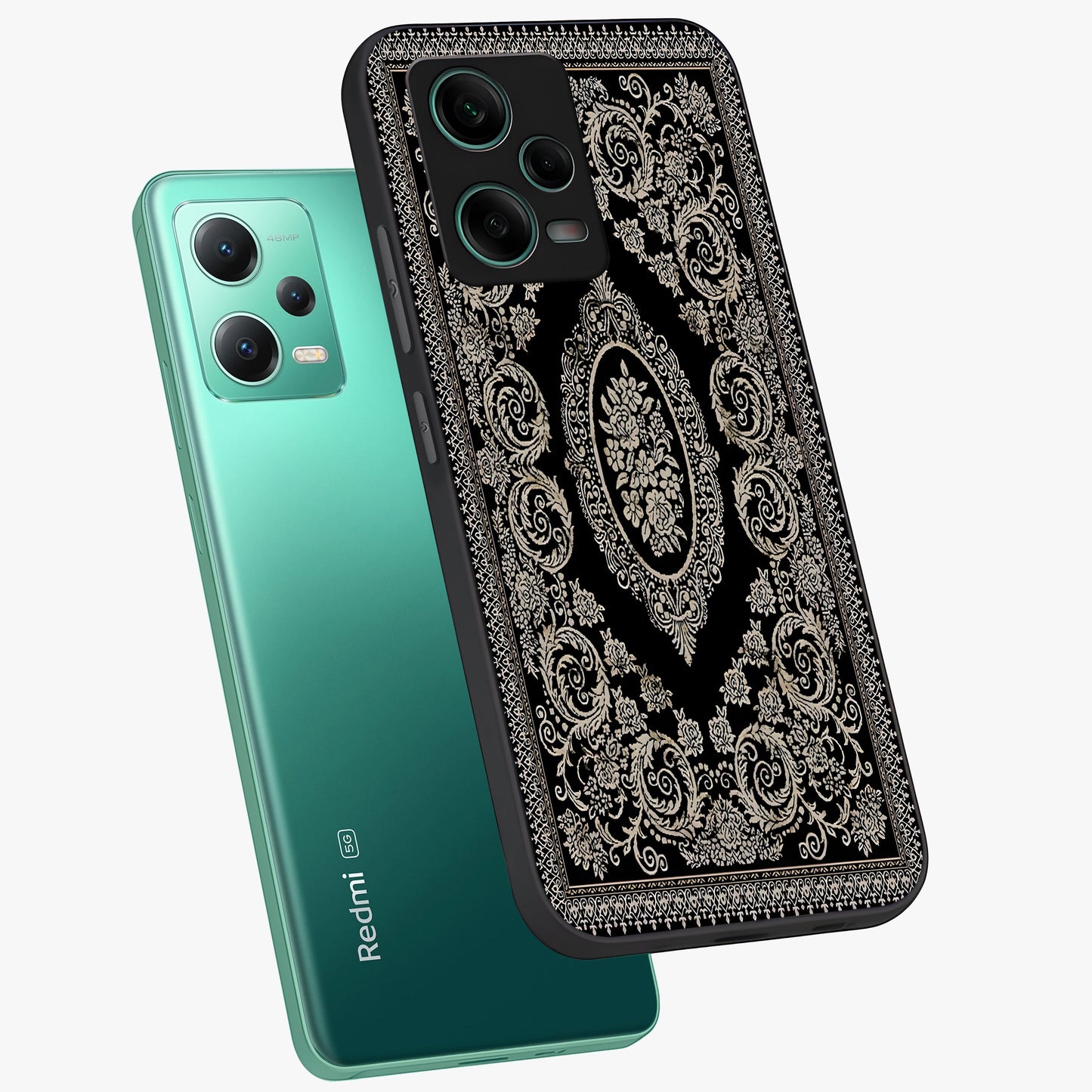 Noir Bloom Elegance Glass Case displayed in angled mockup highlighting refined flower design with stylish noir aesthetic.