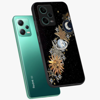 Pearls Universe Object Glass Case displayed in angled mockup highlighting celestial pearl design with dreamy aesthetic.