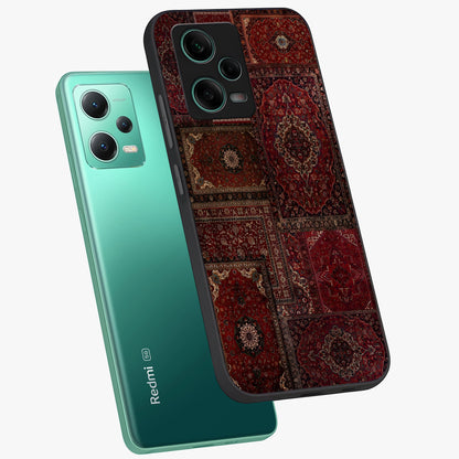 Persian Velvet Tale Glass Case displayed in angled mockup highlighting ornate textile inspired design with royal aesthetic.