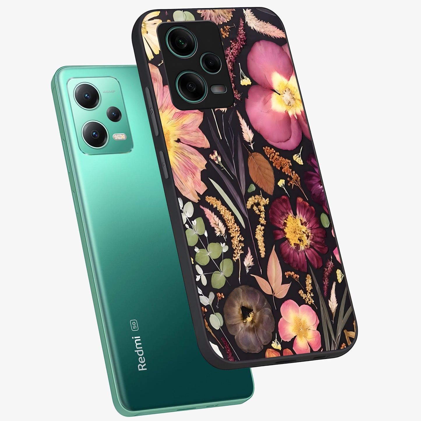 Petal Dream Tapestry Glass Case displayed in angled mockup highlighting decorative petal pattern with elegant botanical aesthetic.