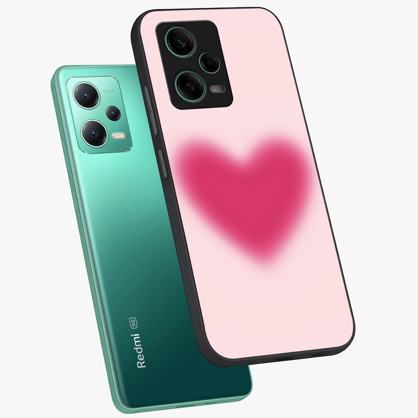 Pink Aura Heart Glass Case displayed in angled mockup highlighting vibrant pink heart design with dreamy aura aesthetic.