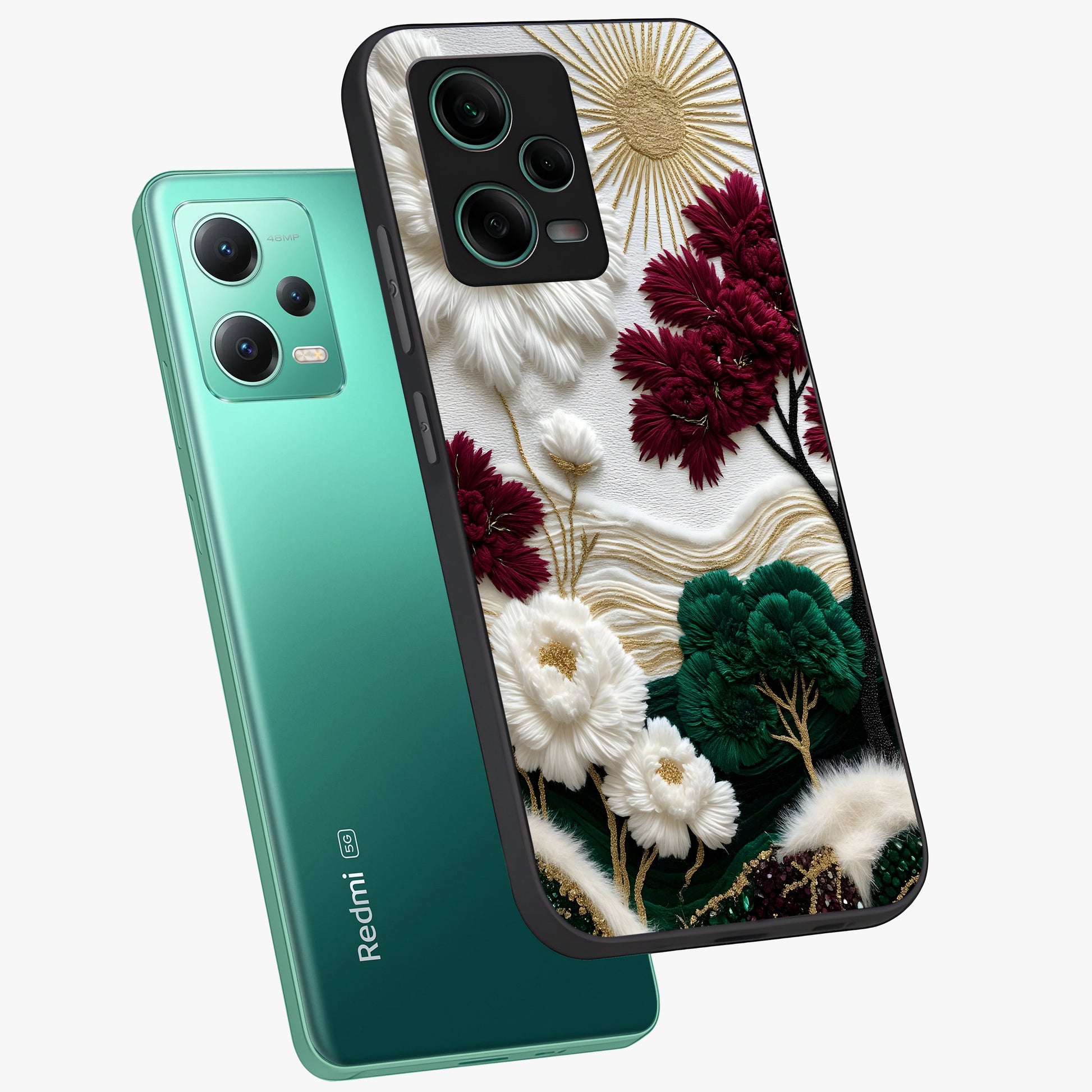 Radiant Bloom Elegance Glass Case displayed in angled mockup highlighting graceful floral design with radiant aesthetic style.