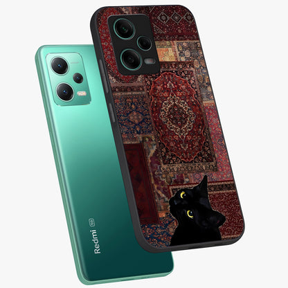 Regal Magic Cat Apple Glass Case displayed in angled mockup highlighting whimsical feline design with fantasy aesthetic.
