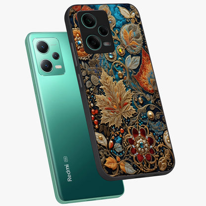 Royal Jewel Garden Glass Case displayed in angled mockup highlighting vibrant jewel inspired floral design with elegant aesthetic.