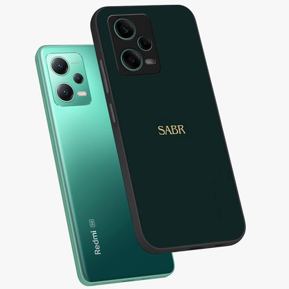 Sabr Minimal Patience Glass Case displayed in angled mockup highlighting simple inspirational design with clean aesthetic style.