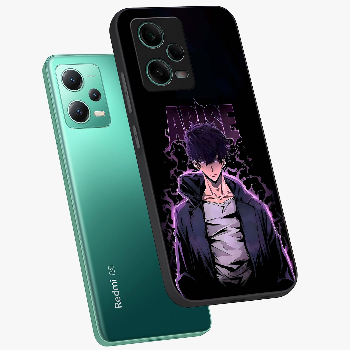 Shadow Monarch Awakening Glass Case displayed in angled mockup highlighting dramatic shadow warrior design with fantasy aesthetic.