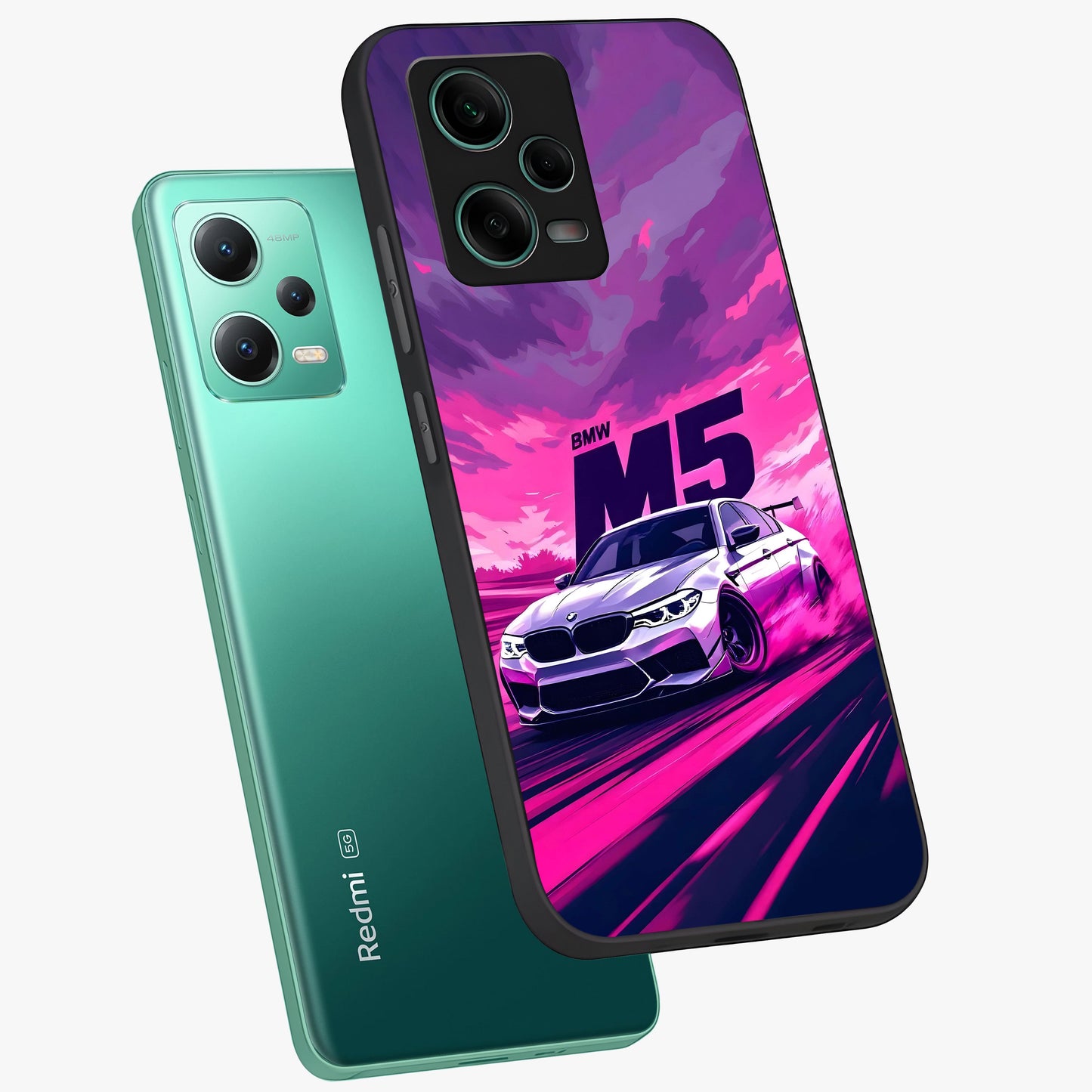Velocity Drift Pulse Glass Case displayed in angled mockup highlighting dynamic drift design with sporty automotive aesthetic.