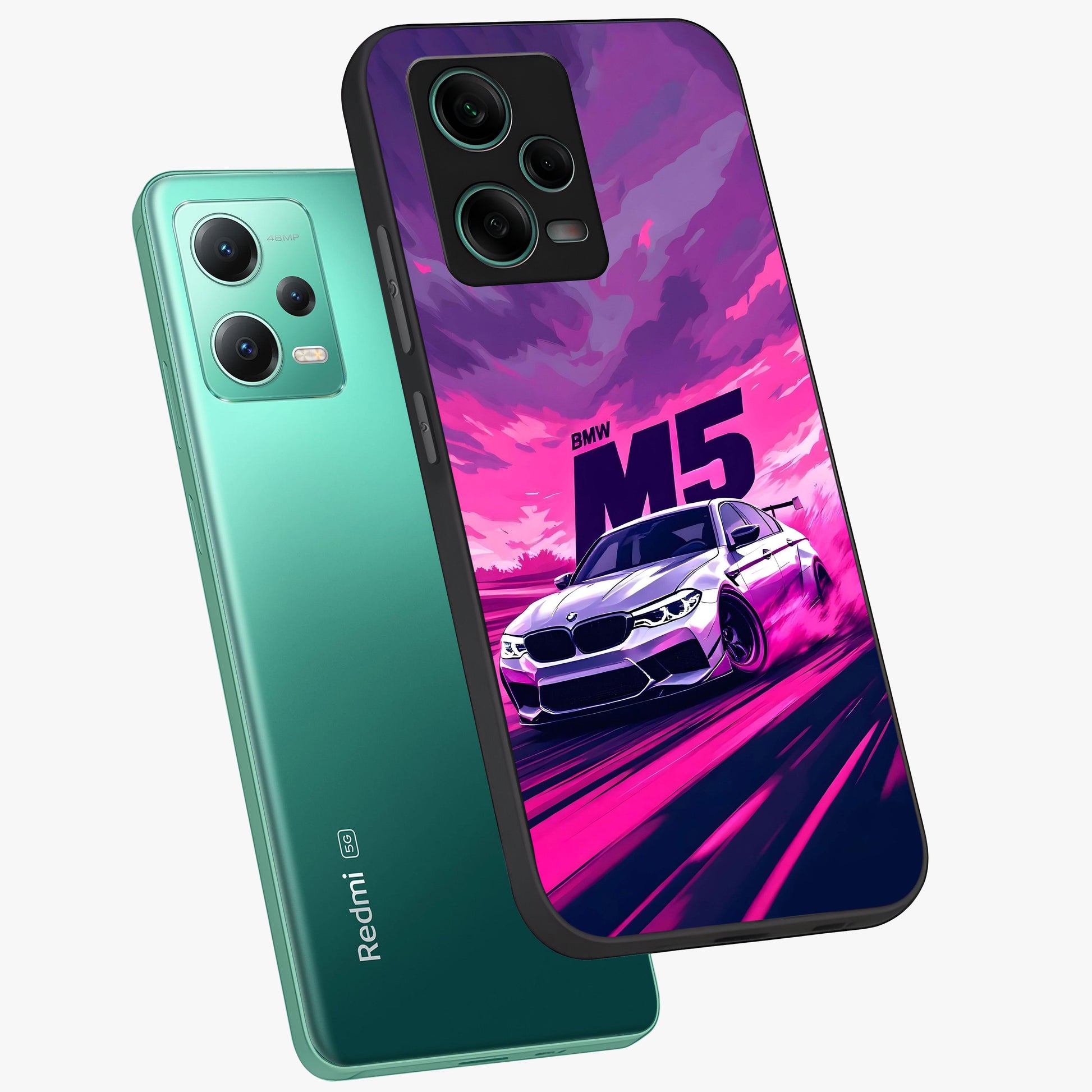 Velocity Drift Pulse Glass Case displayed in angled mockup highlighting dynamic drift design with sporty automotive aesthetic.