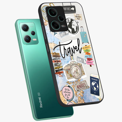 Wanderlust Journal Glass Case displayed in angled mockup highlighting adventure themed design with aesthetic travel vibe.