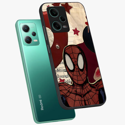 Web Warrior Vibes Glass Case displayed in angled mockup highlighting dynamic web design with comic style aesthetic.