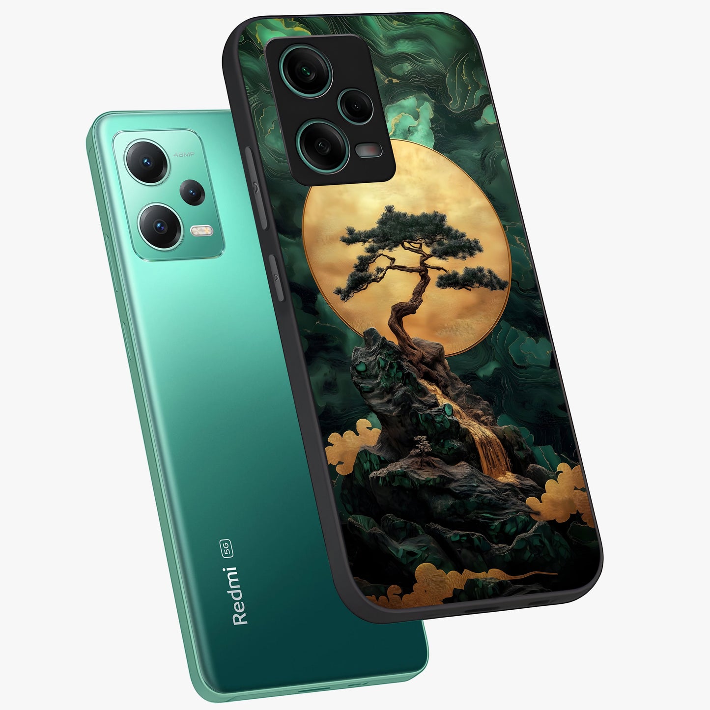 Zen Moon Rise Glass Case displayed in angled mockup highlighting peaceful lunar design with zen aesthetic style.