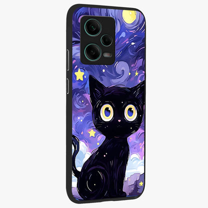 Abstract Cat Art Glass Case upright view showcasing creative feline illustration and aesthetic artistic style.