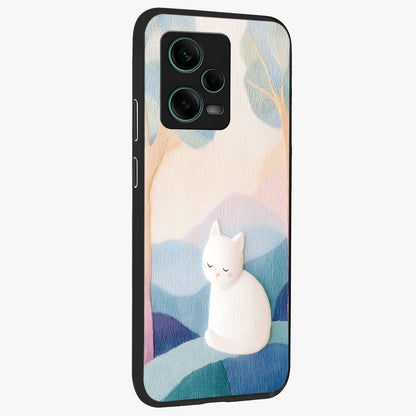 Cotton Dream Cat Glass Case upright view showcasing charming cat artwork with cozy dreamy theme.