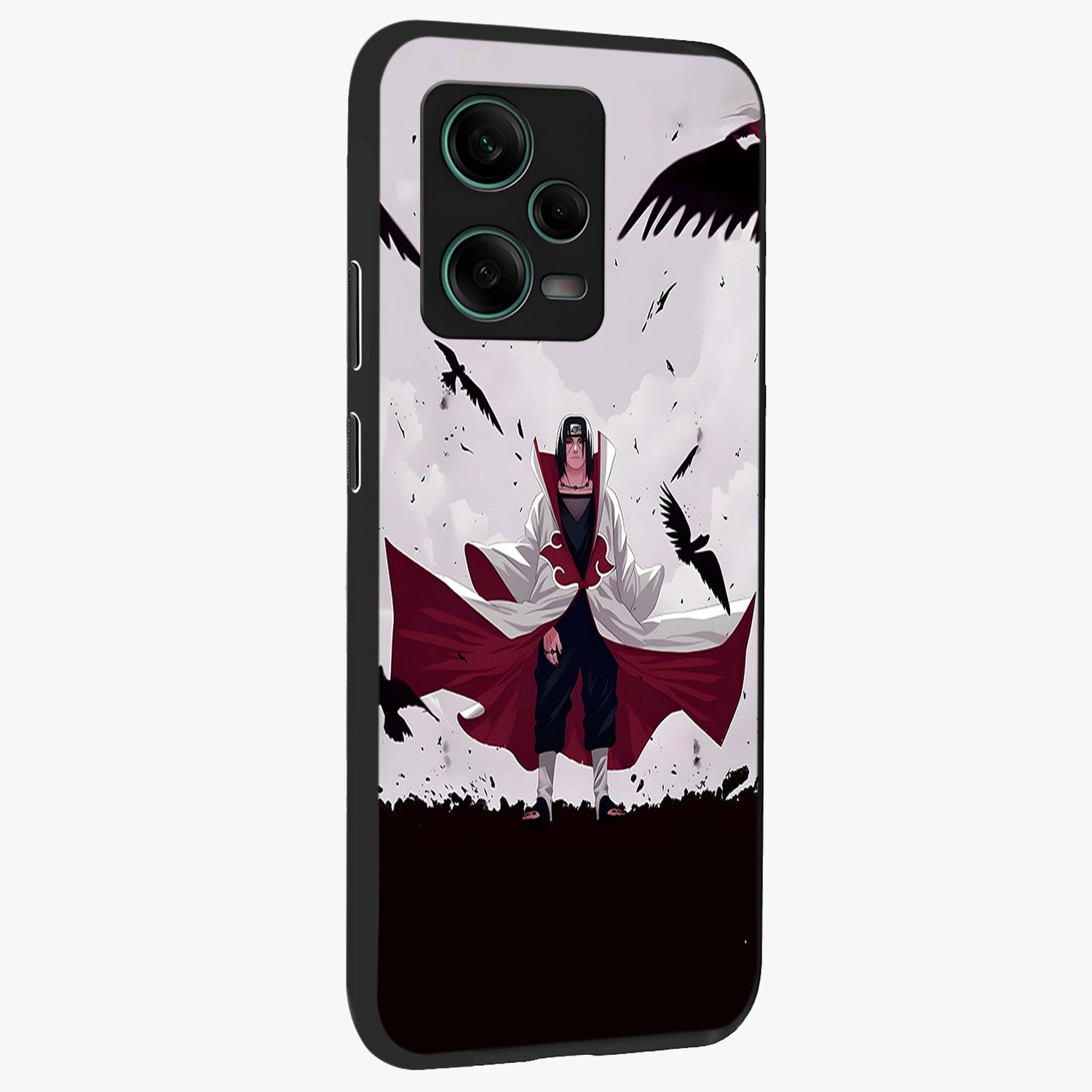 Crimson Crow Ascension Glass Case upright view showcasing dramatic crow artwork with bold gothic theme.