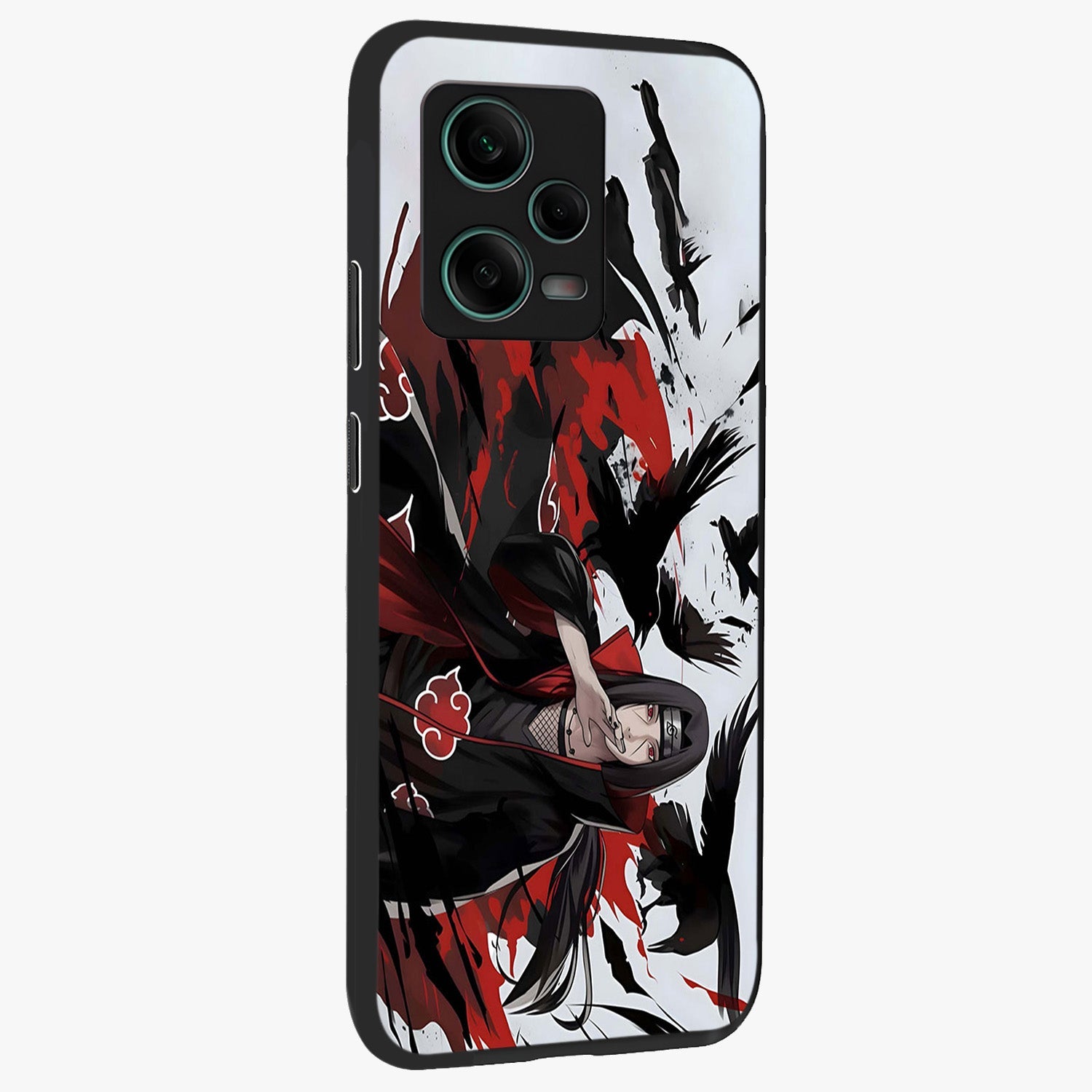 Crimson Crow Illusion Glass Case upright view showcasing striking crow illusion artwork with intense crimson theme.