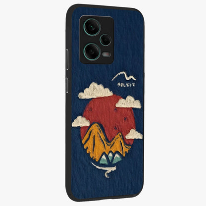 Dream Beyond Mountains Glass Case upright view showcasing beautiful mountain scenery with inspirational nature theme.