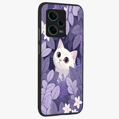 Lilac Hide Peek Cat Glass Case upright view showcasing charming cat artwork with adorable peek theme.