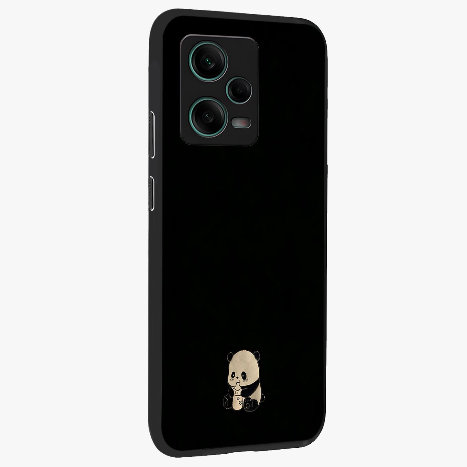 Midnight Panda Love Glass Case upright view showcasing charming panda artwork with playful romantic theme.