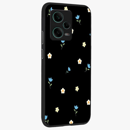 Minimal Petal Whispers Glass Case upright view showcasing elegant floral artwork with modern minimalist style.