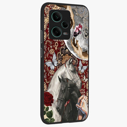 Moonlit Royal Stallion Glass Case upright view showcasing dramatic horse artwork with glowing moon themed design.