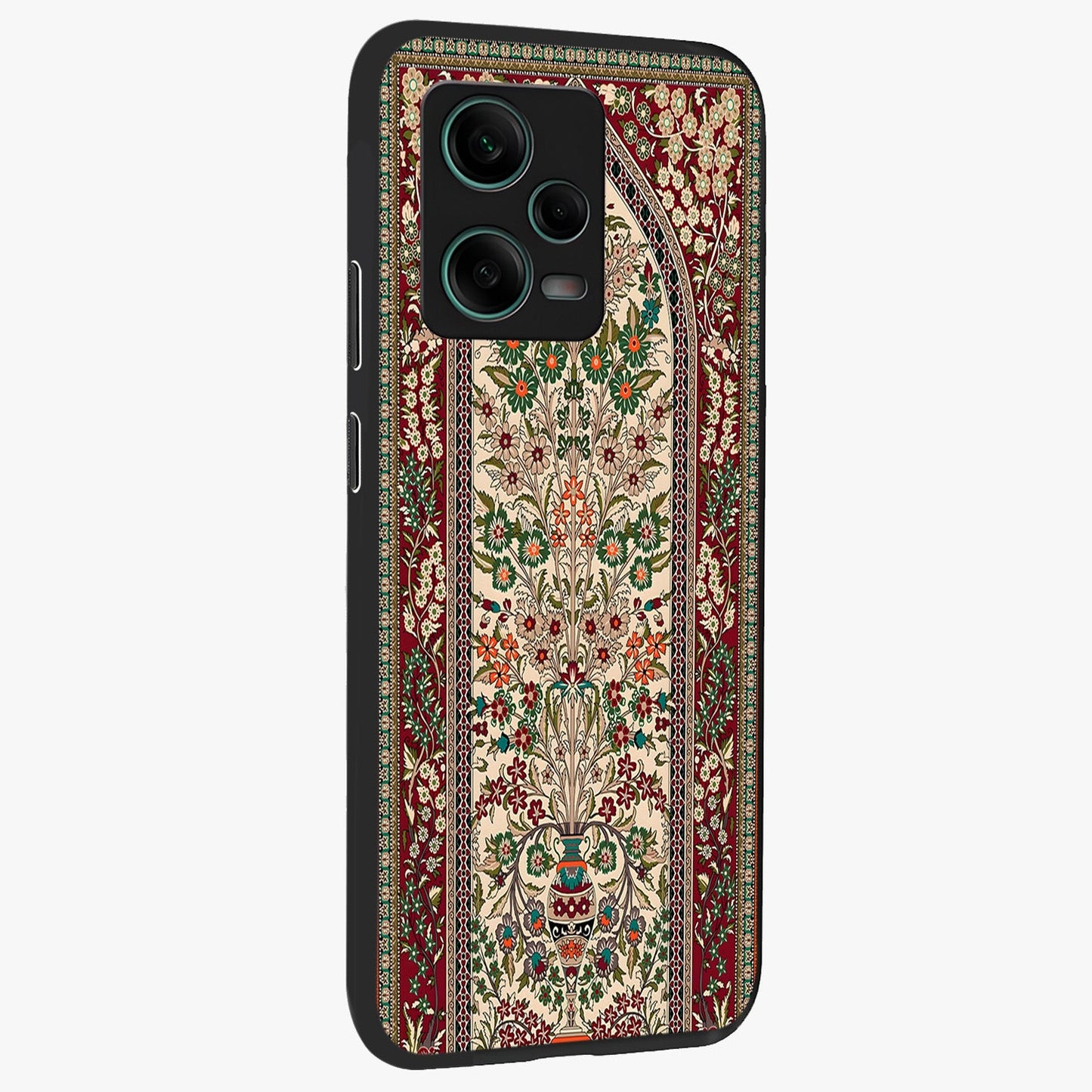 Persian Inspired Glass Case upright view showcasing decorative Persian artwork with rich heritage theme.