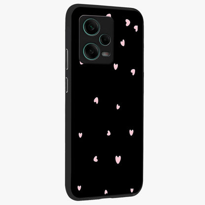 Pink Love Drops Glass Case upright view showcasing charming heart drop artwork with romantic playful theme.