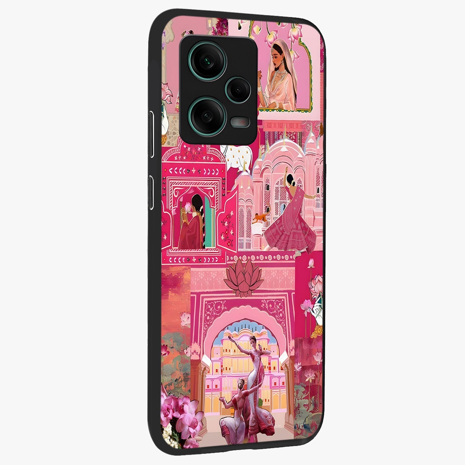 Pink Palace Muse Glass Case upright view showcasing artistic palace artwork with graceful royal theme.