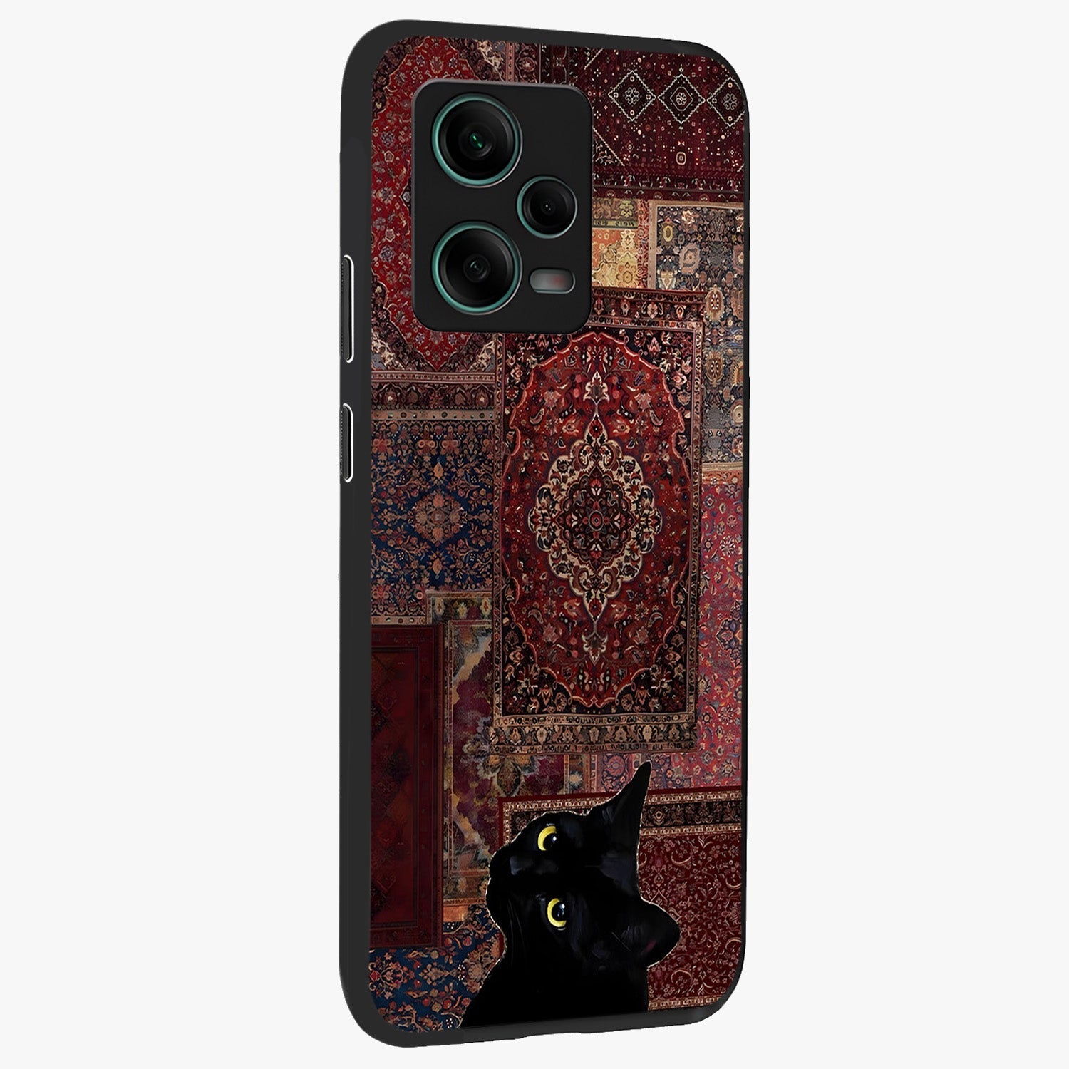 Regal Magic Cat Apple Glass Case upright view showcasing charming cat artwork with playful magical theme.