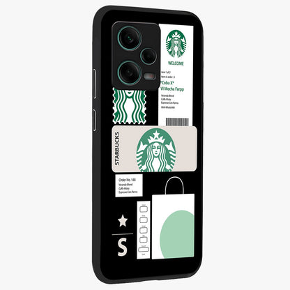Starbucks Mocha Glass Case upright view showcasing trendy coffee inspired artwork with modern lifestyle theme.