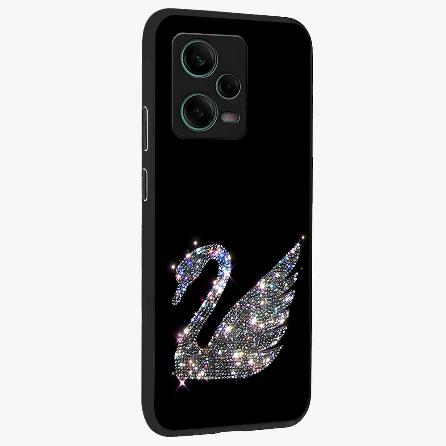 Starlit Swan Grace Glass Case upright view showcasing beautiful swan artwork with peaceful night themed design.
