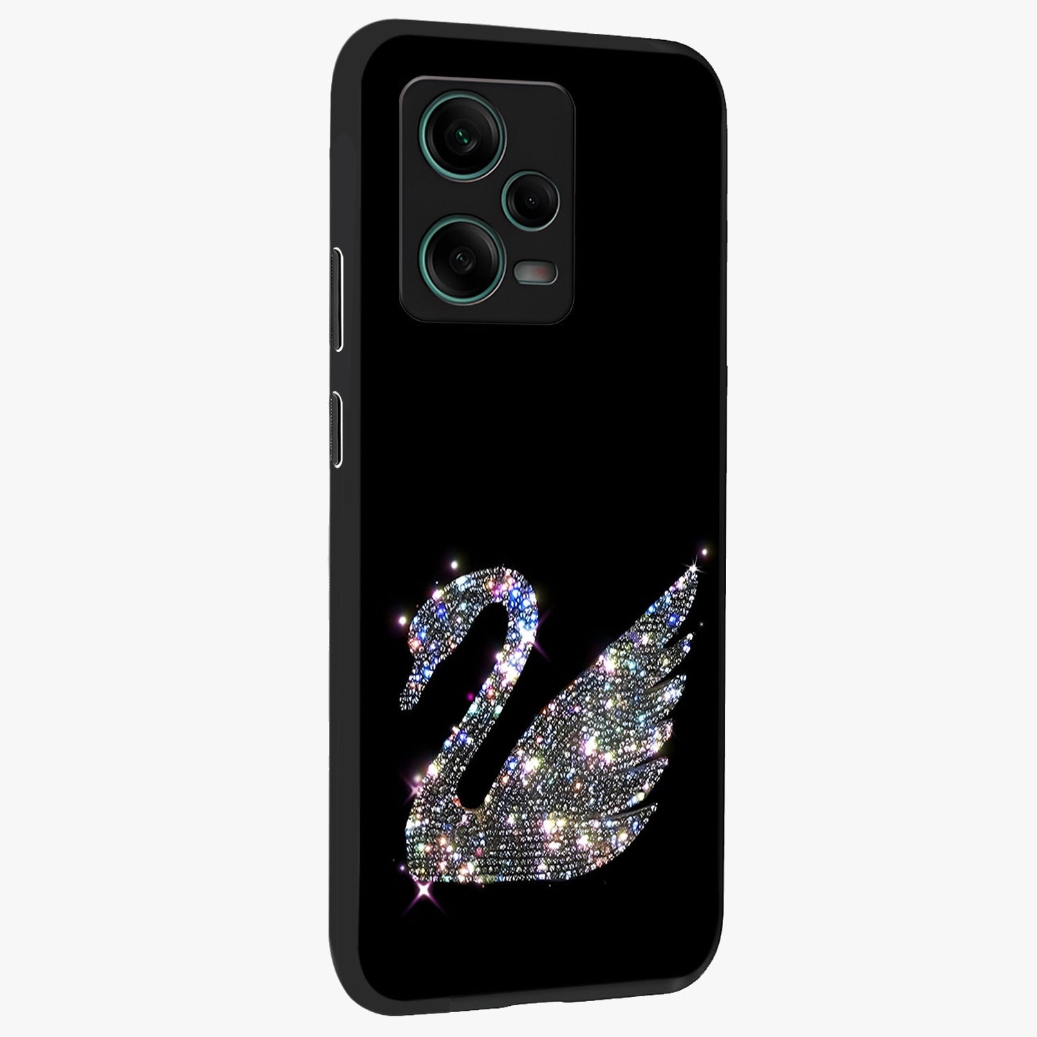 Starlit Swan Grace Glass Case upright view showcasing beautiful swan artwork with peaceful night themed design.