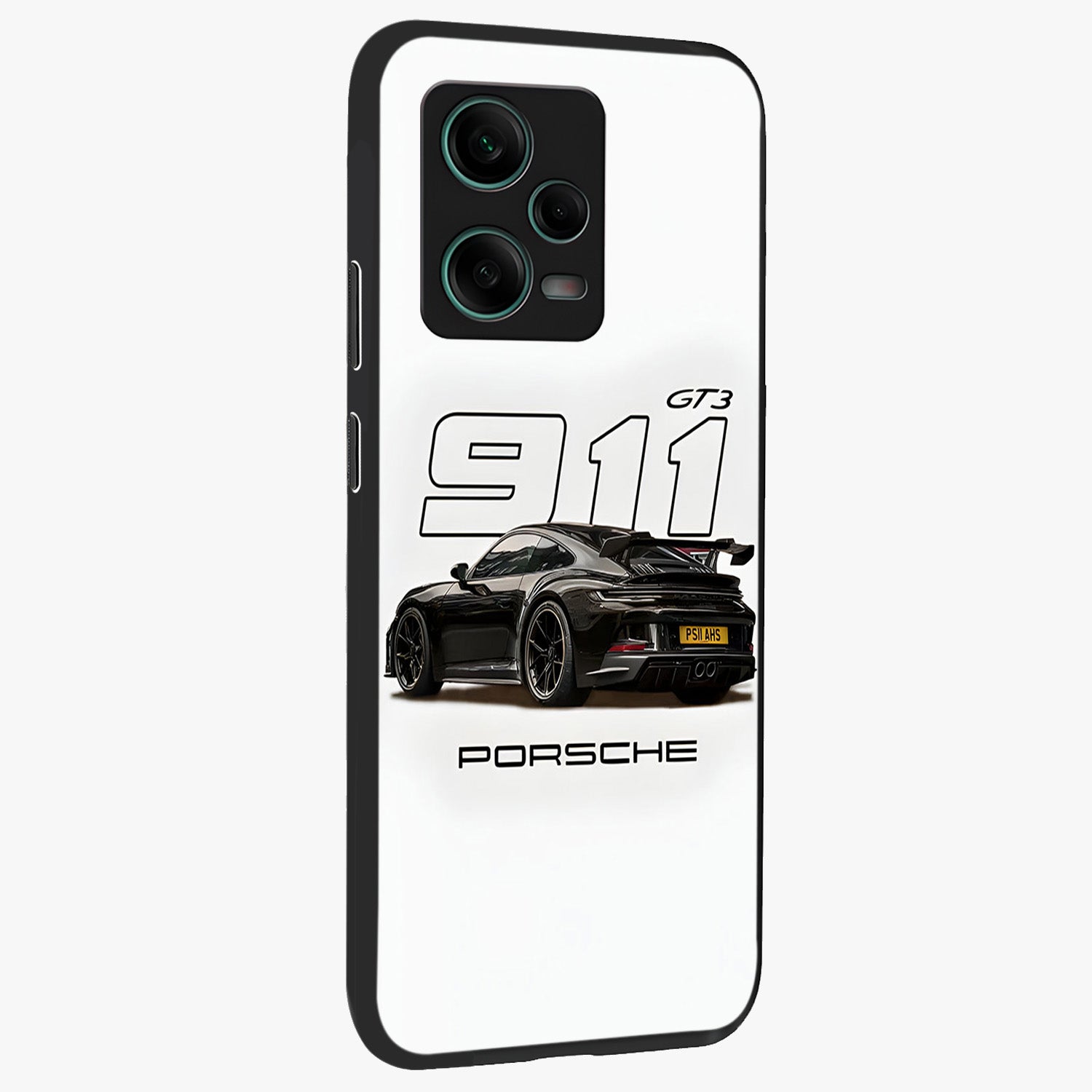 Turbo Legacy Icon Glass Case upright view showcasing bold racing inspired artwork with classic car theme.