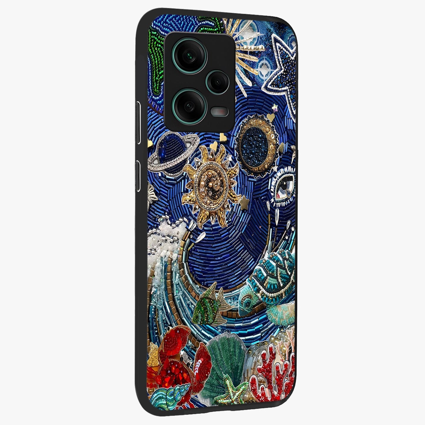 Universe Underwater Spark Glass Case upright view showcasing magical underwater galaxy artwork with vibrant cosmic theme.