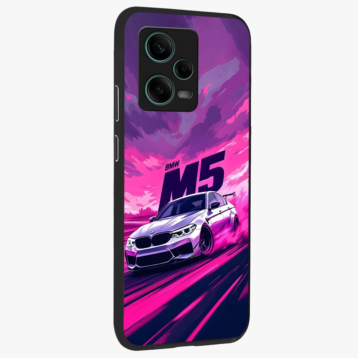 Velocity Drift Pulse Glass Case upright view showcasing powerful racing artwork with energetic motorsport theme.