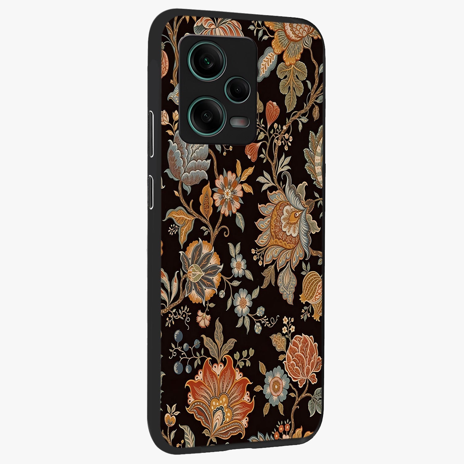 Vintage Floral Dream Glass Case upright view showcasing delicate floral artwork with timeless vintage theme.