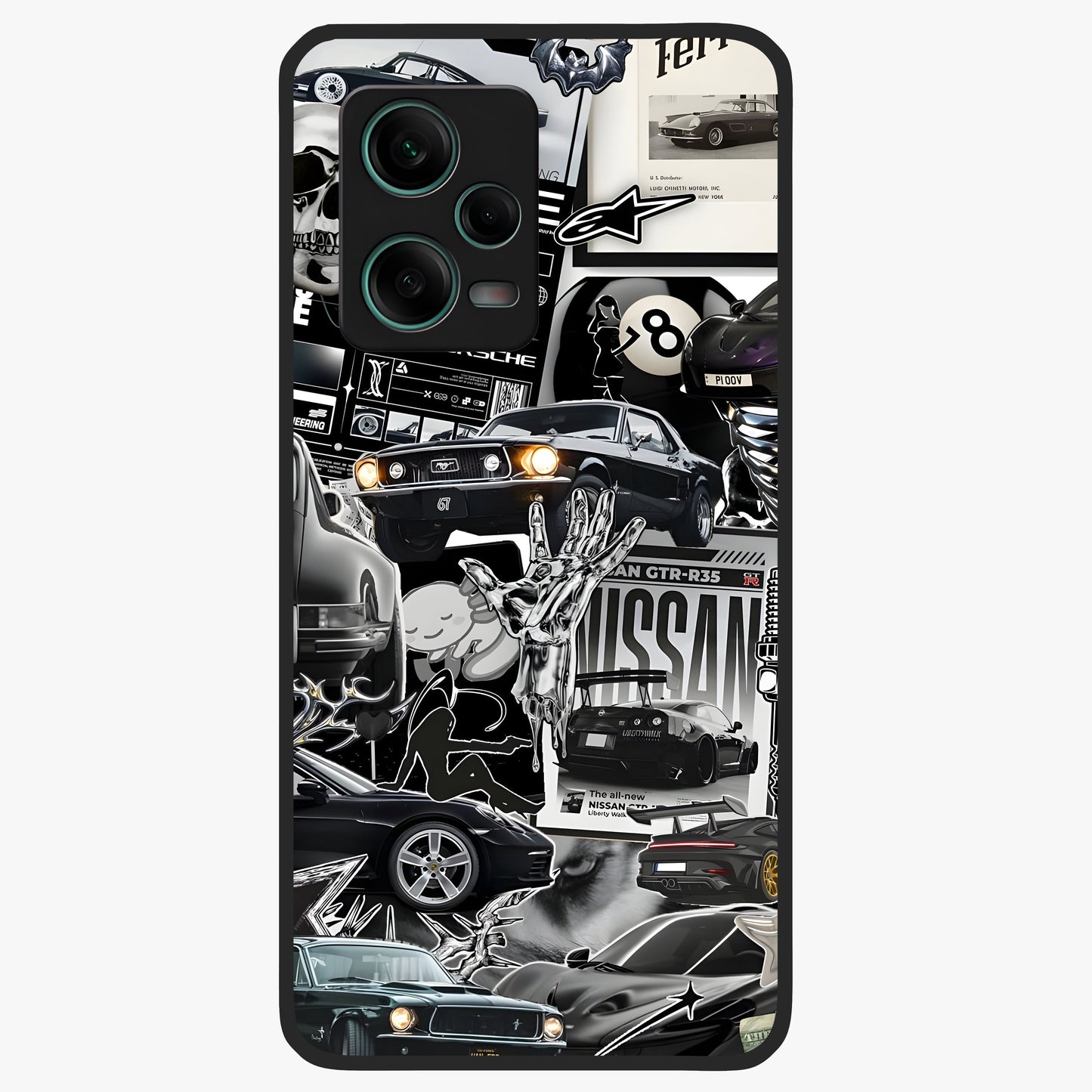 Aesthetic Dark Love Glass Case showing flat back view with dark romantic artwork and glossy glass finish.
