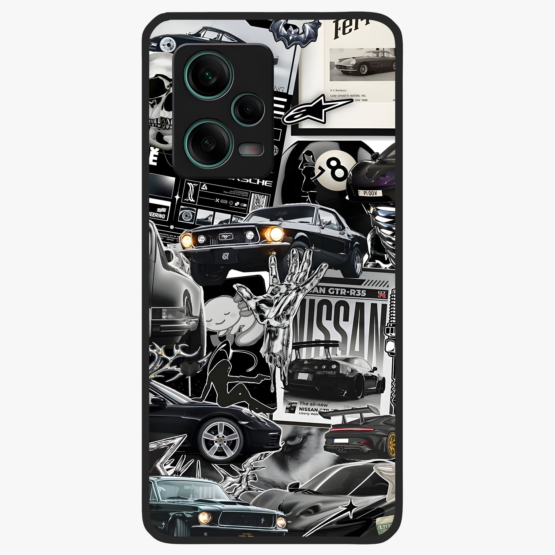 Aesthetic Dark Love Glass Case showing flat back view with dark romantic artwork and glossy glass finish.