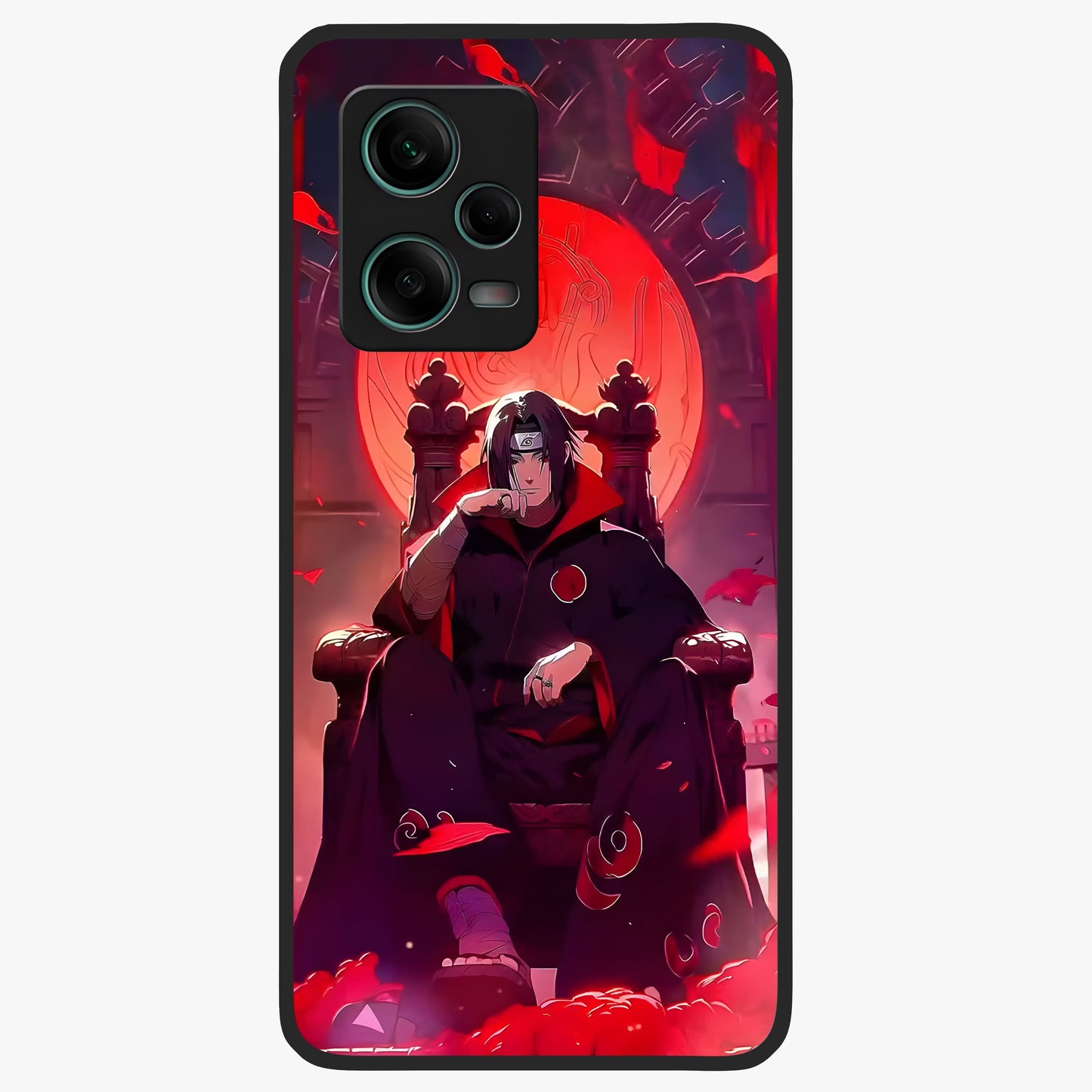 Blood Moon Sovereign Glass Case showing flat back view with mystical blood moon artwork and glossy glass finish.