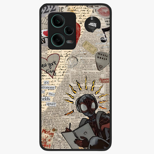 City Dream Sketch Glass Case showing flat back view with artistic city skyline sketch artwork and glossy glass finish.
