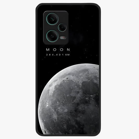 Cosmic Moon Glow Glass Case showing flat back view with glowing moon artwork and glossy glass finish.