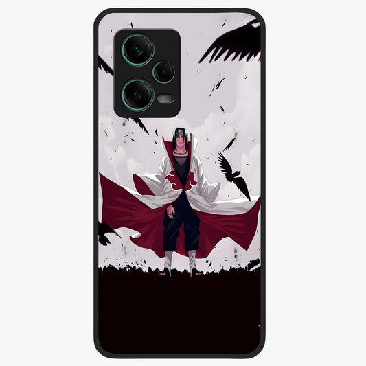 Crimson Crow Ascension Glass Case showing flat back view with mystical crow artwork and glossy glass finish.