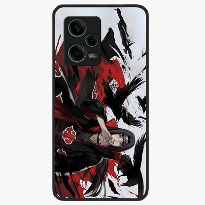 Crimson Crow Illusion Glass Case showing flat back view with artistic crow illusion artwork and glossy glass finish.