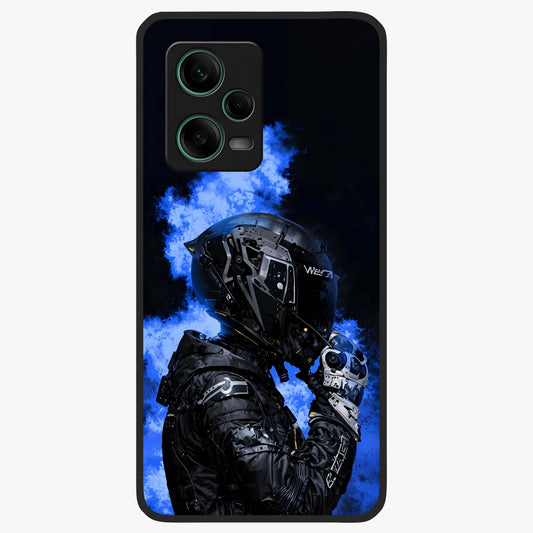 Cyber Sentinel Protocol Glass Case showing flat back view with futuristic cyber themed artwork and glossy glass finish.