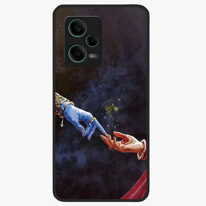 Divine Touch Eternal Glass Case showing flat back view with spiritual themed artwork and glossy glass finish.
