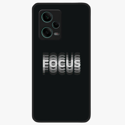 Focus Mode On Glass Case showing flat back view with bold motivational typography design and glossy glass finish.